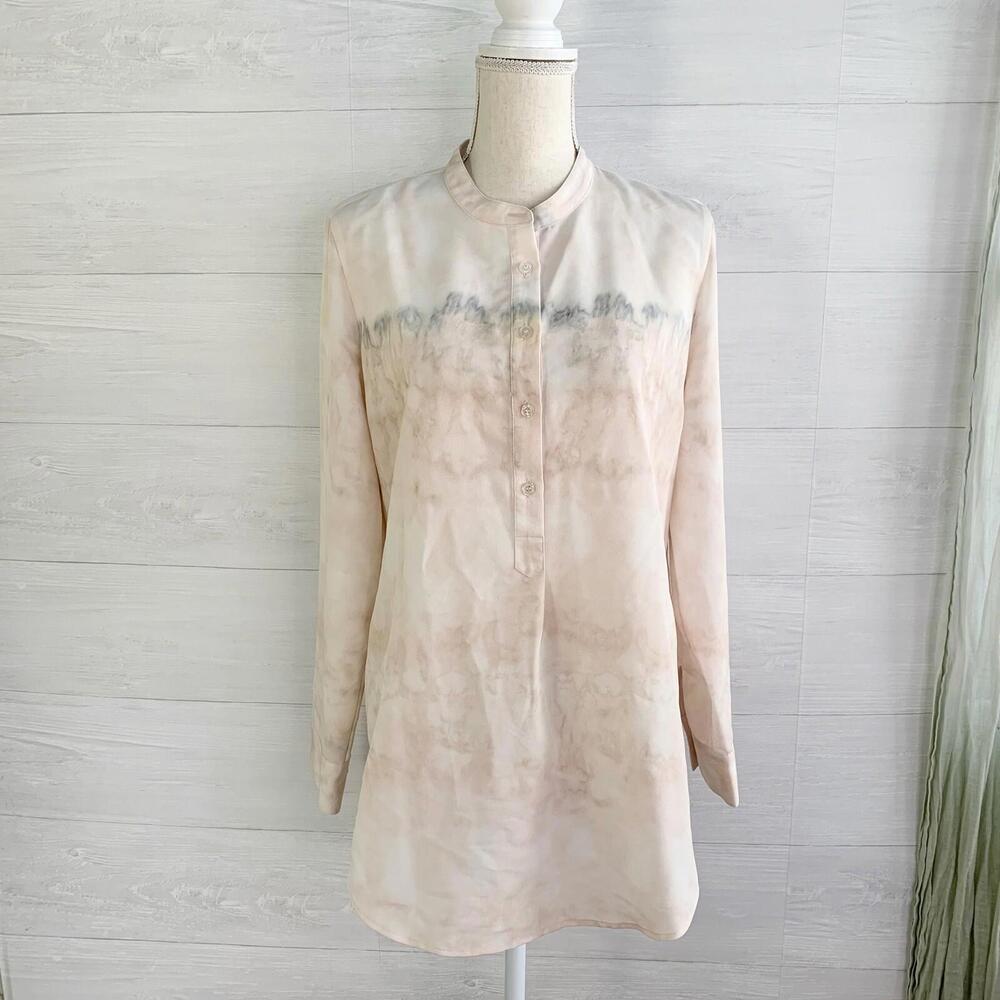 Soft Surroundings - Beige tie-dye long sleeve partial button tunic top, L